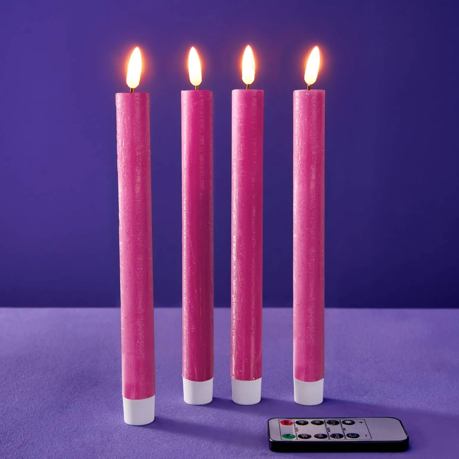 Lot de 4 bougies bâtons LED, rose