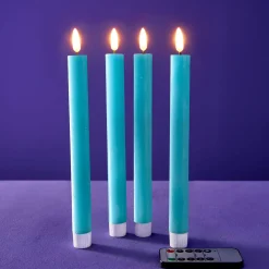 Lot de 4 bougies bâtons LED, bleu