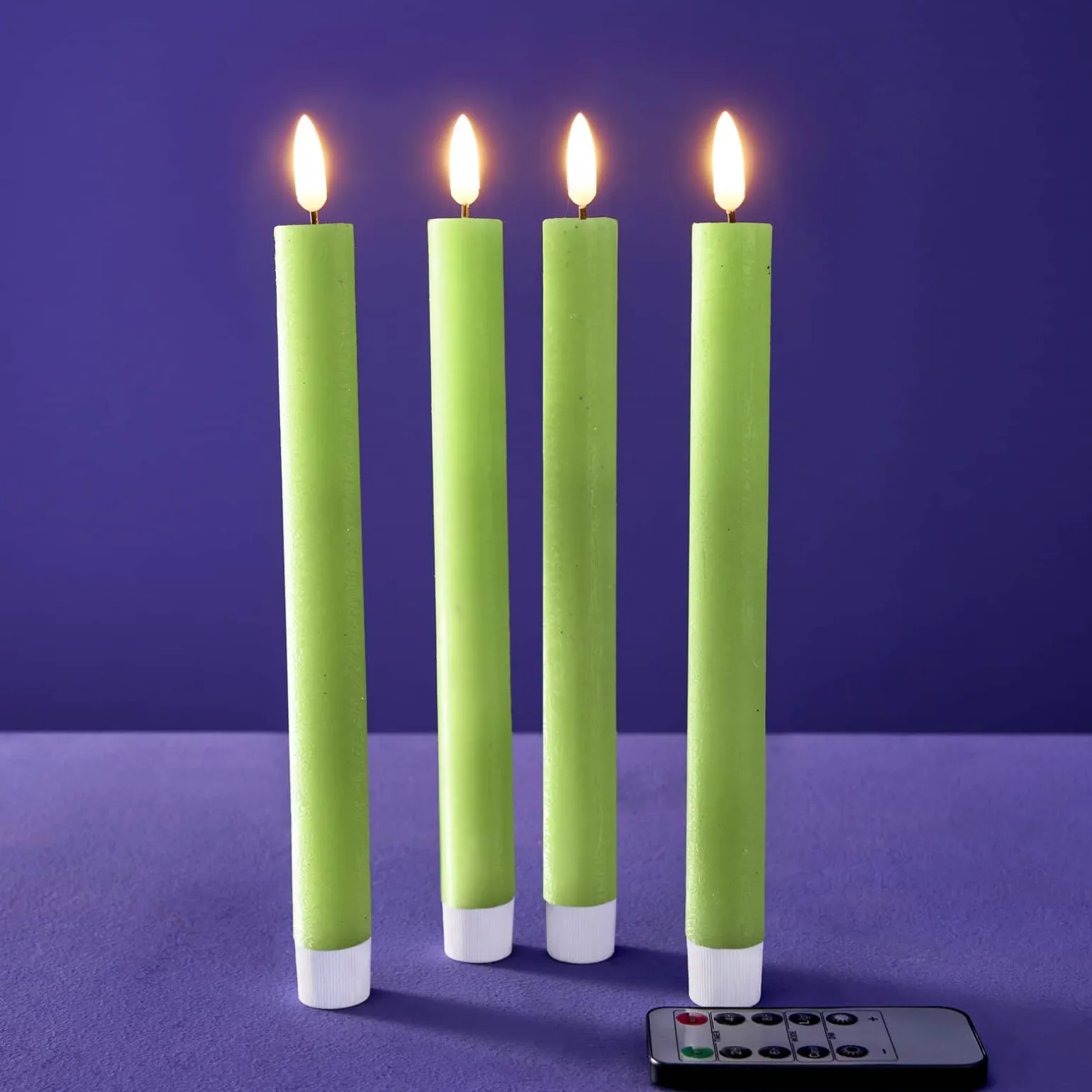 Lot de 4 bougies bâtons LED, vert
