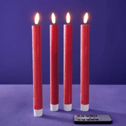 Lot de 4 bougies bâtons LED, rouge