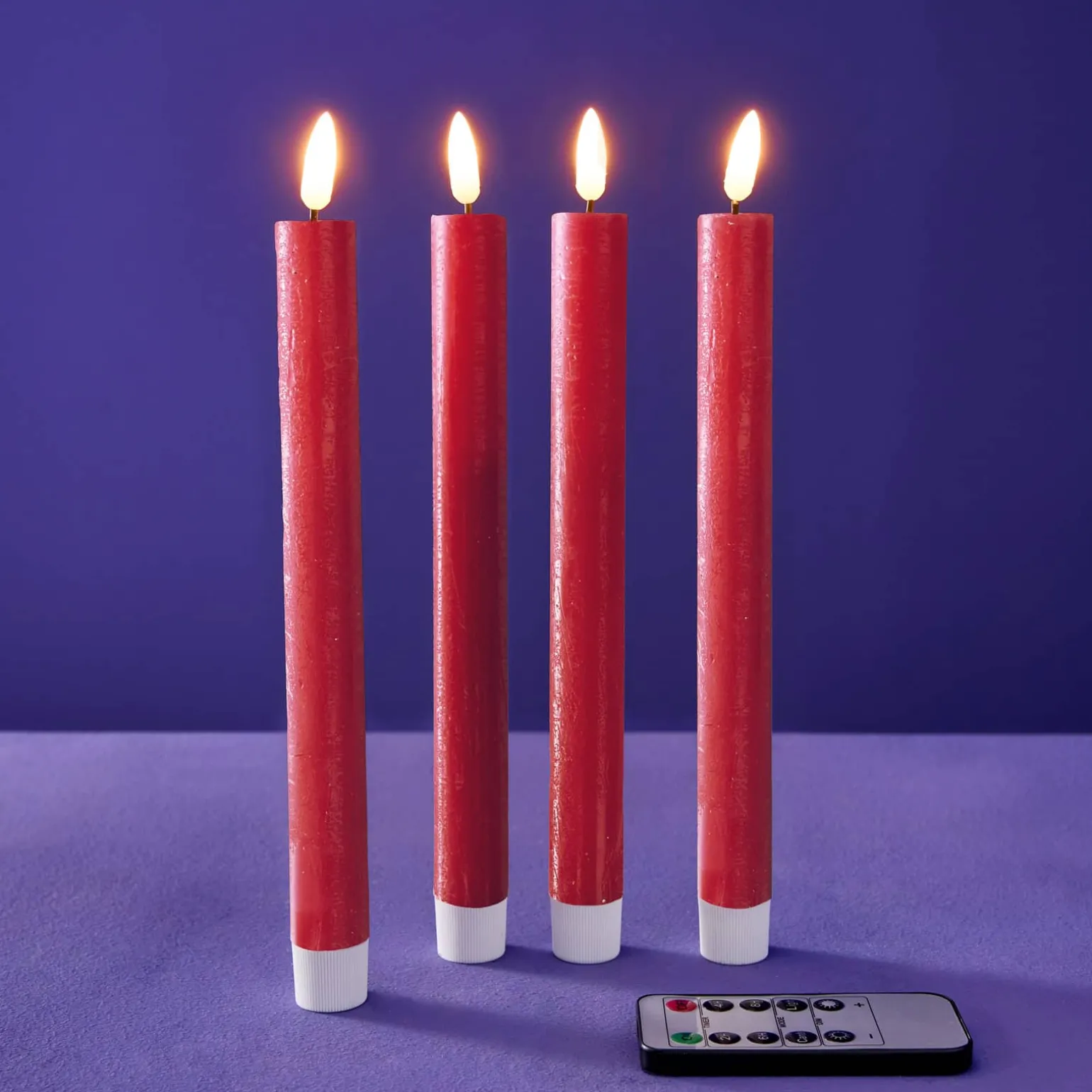 Lot de 4 bougies bâtons LED, rouge