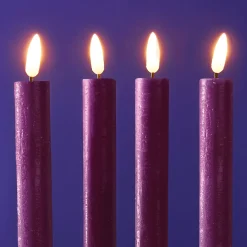 Lot de 4 bougies bâtons LED, violet