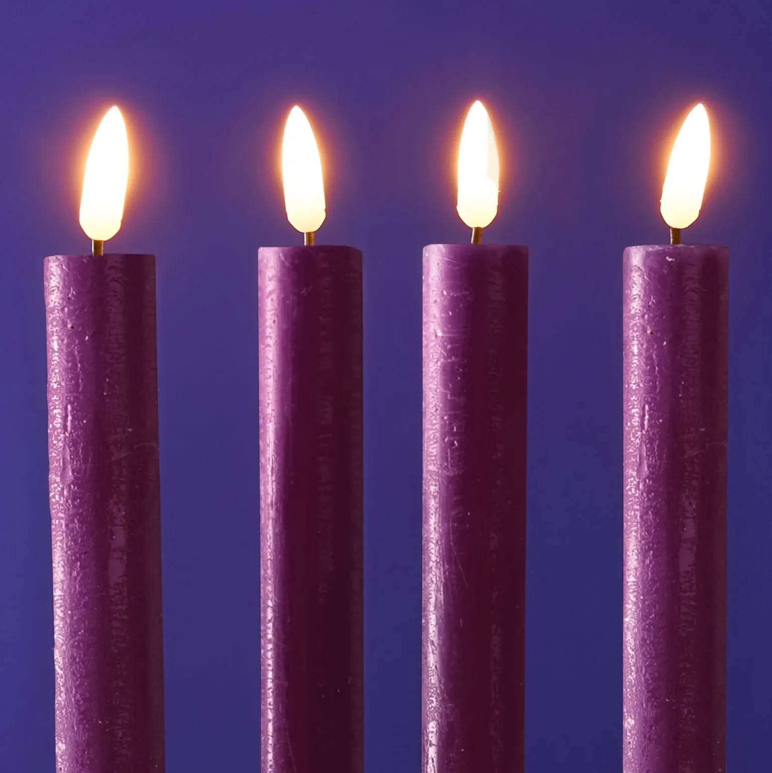 Lot de 4 bougies bâtons LED, violet