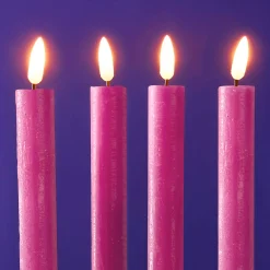 Lot de 4 bougies bâtons LED, rose