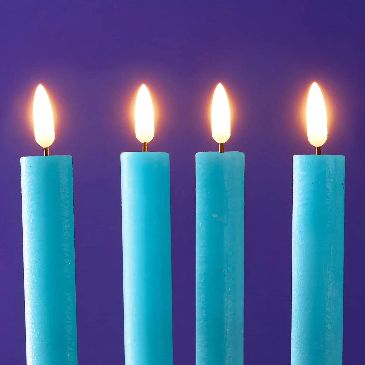 Lot de 4 bougies bâtons LED, bleu