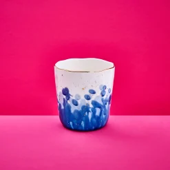 Lot de 6 mugs Marine Splash, blanc/bleu/or
