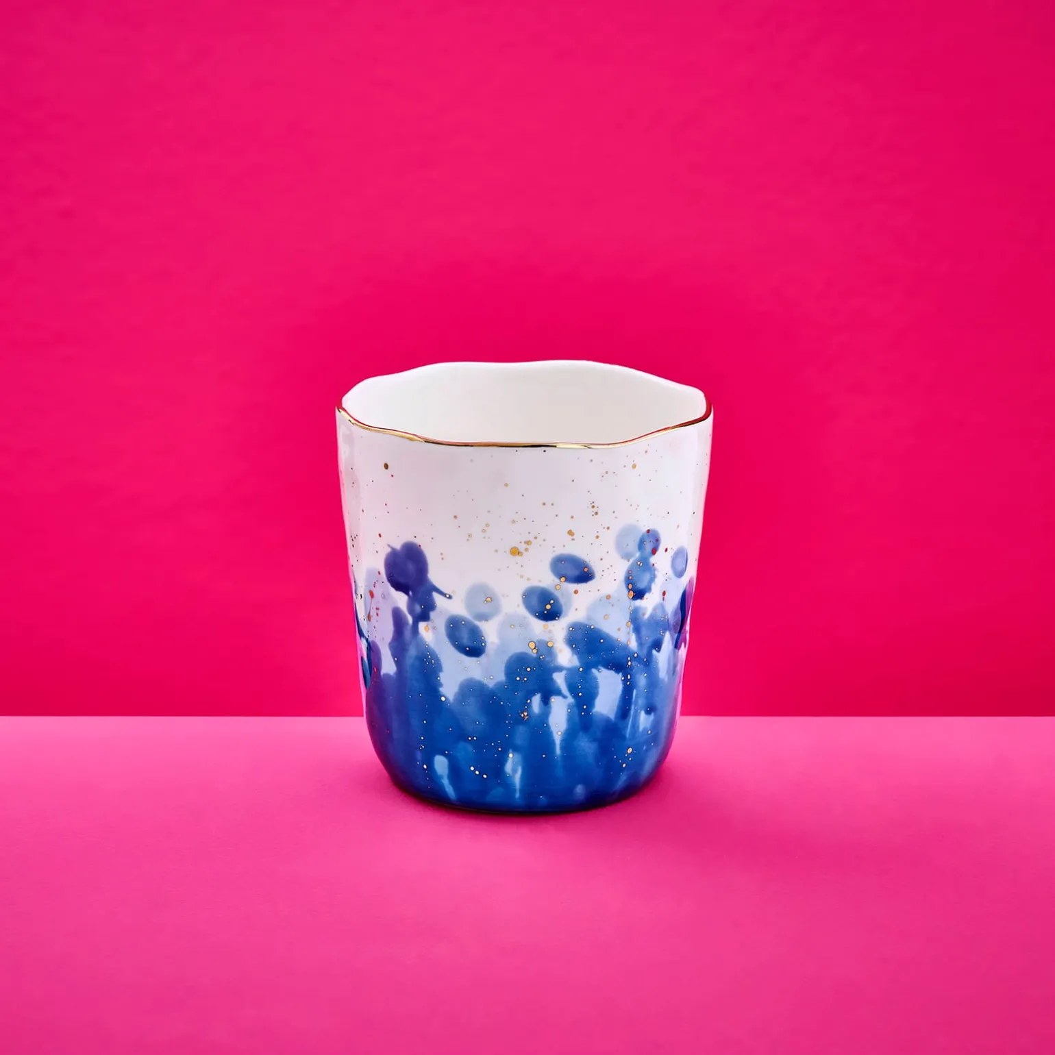 Lot de 6 mugs Marine Splash, blanc/bleu/or