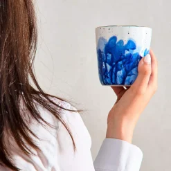 Lot de 6 mugs Marine Splash, blanc/bleu/or