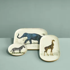 Lot de 3 plateaux Safari, motifs animaliers