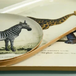 Lot de 3 plateaux Safari, motifs animaliers