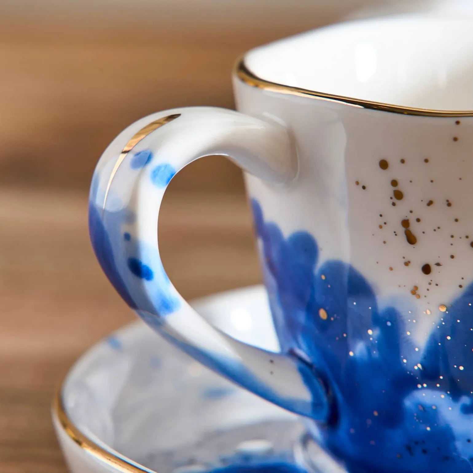 Lot de 6 tasses à espresso Marine Splash, blanc/bleu/or