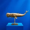 Objet déco baleine / cachalot Moby, or, aluminium, 70x17x45 cm