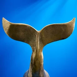 Objet déco baleine / cachalot Moby, or, aluminium, 70x17x45 cm
