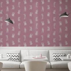 papier peint singe Cocktail Monkeys, rose, papier peint intissé, fabriqué et conçu en Allemagne 0,53x10,05 m (150 g/m²)