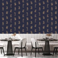 Papier peint singe Cocktail Monkeys, bleu