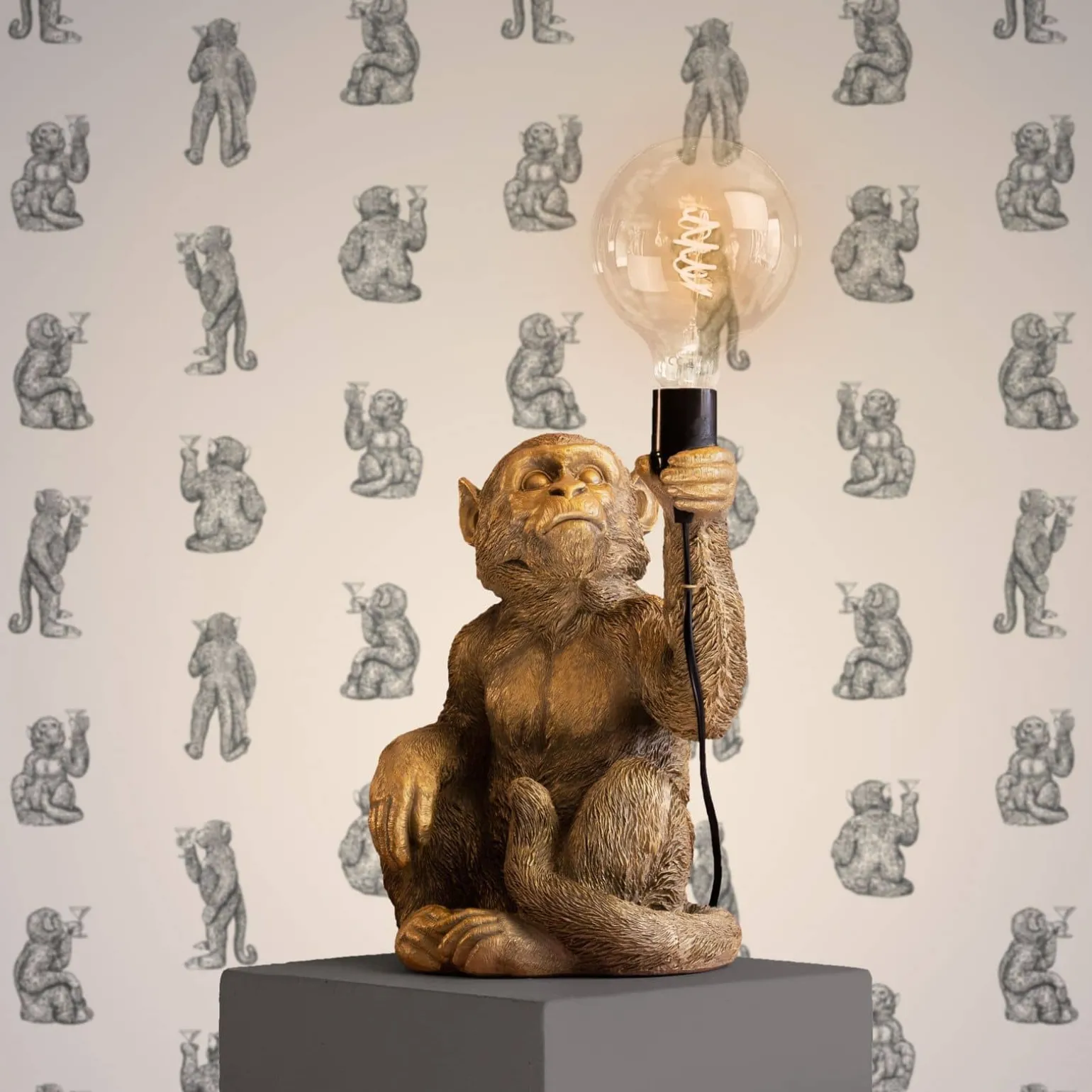 Papier peint singe Cocktail Monkeys, blanc