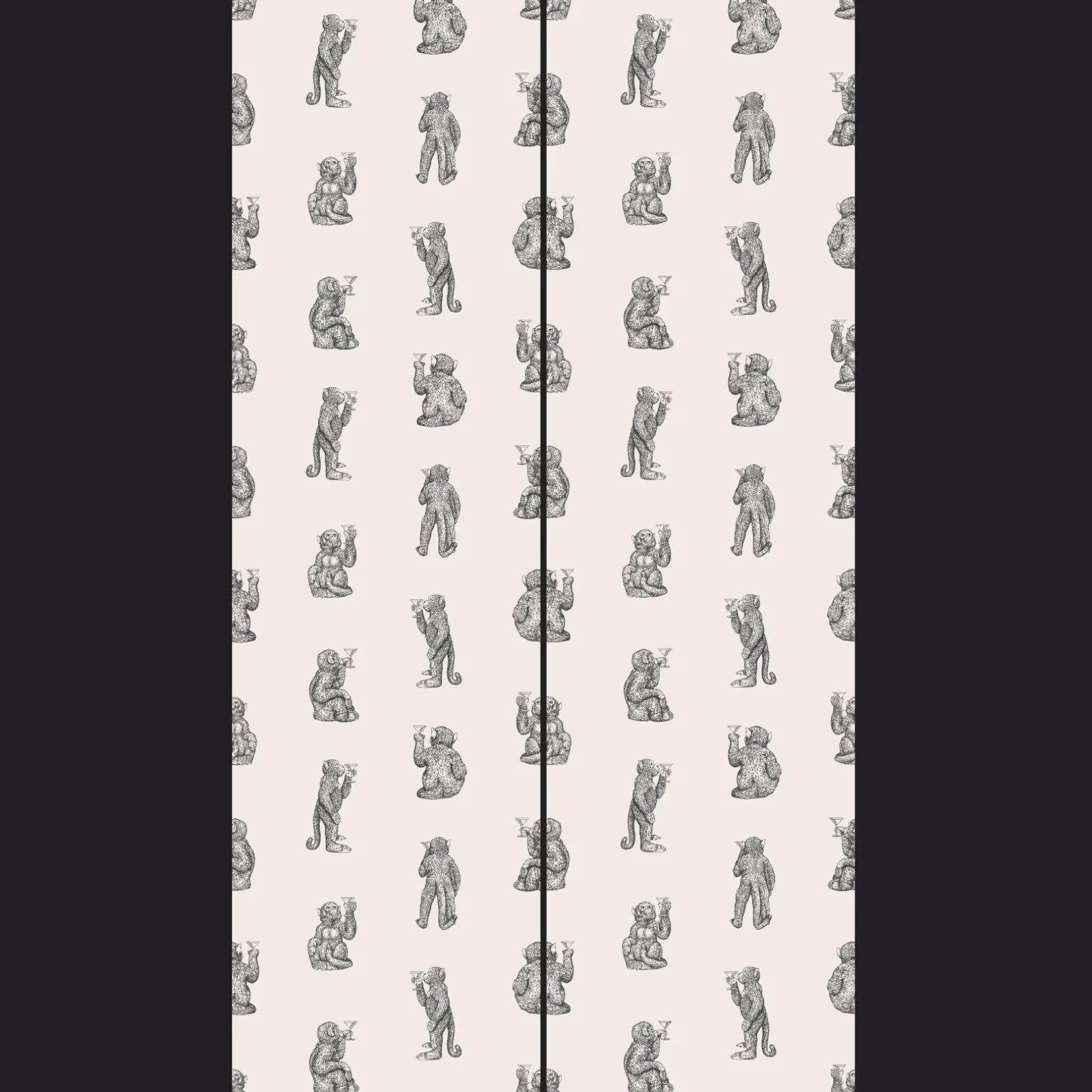 Papier peint singe Cocktail Monkeys, blanc