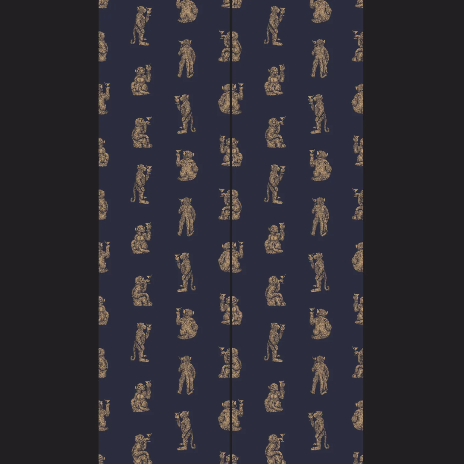 Papier peint singe Cocktail Monkeys, bleu