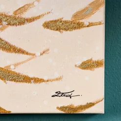 Peinture poisson Banc de poissons, blanc doré, peint à la main