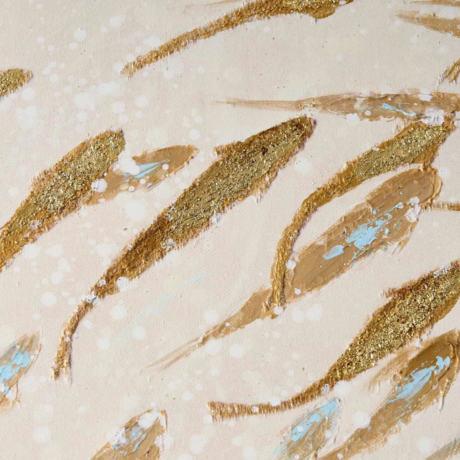 Peinture poisson Banc de poissons, blanc doré, peint à la main