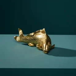 Poisson decoratif, or, polyrésine, 22x9,5x9 cm