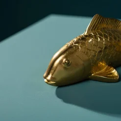 Poisson decoratif, or, polyrésine, 24x9,5x9,5 cm