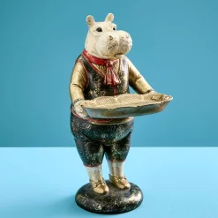Porte-cartes / figure animale Hippopotamus Hippo, polyrésine, 18x14x29 cm