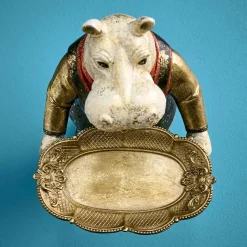 Porte-cartes / figure animale Hippopotamus Hippo, polyrésine, 18x14x29 cm