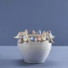 Pot avec oiseaux L, blanc