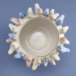 Pot avec oiseaux L, blanc