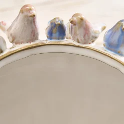Pot avec oiseaux L, blanc
