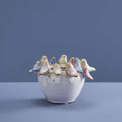 Pot avec oiseaux S, blanc