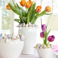 Pot avec oiseaux S, blanc