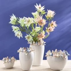 Pot avec oiseaux S, blanc