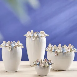 Pot avec oiseaux S, blanc