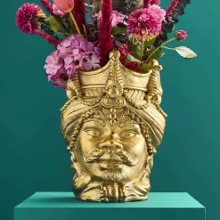 Pot de fleurs sicilienne Agostino, or