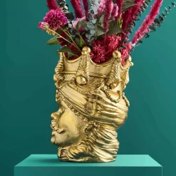 Pot de fleurs sicilienne Agostino, or