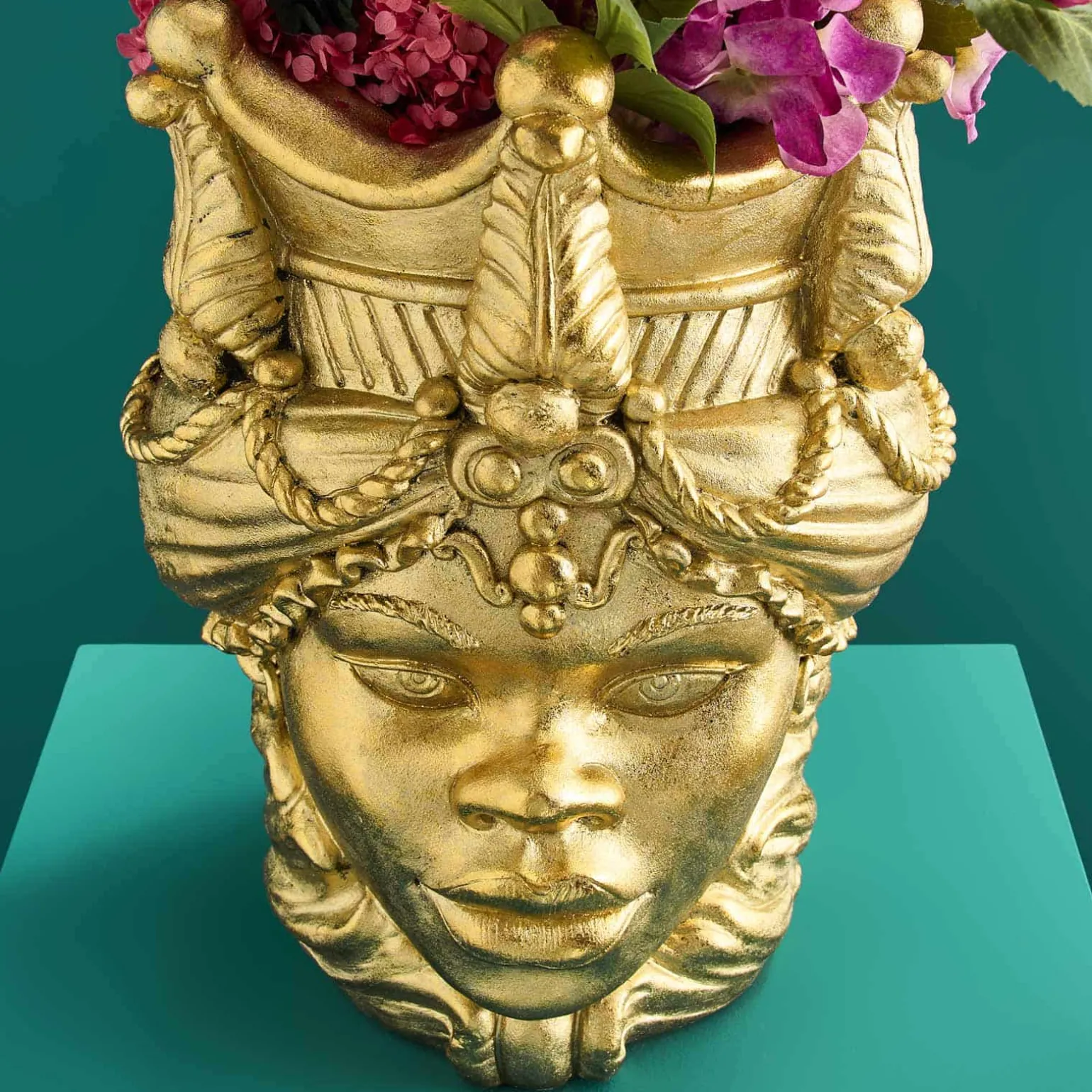 Pot de fleurs sicilienne Agostina, or