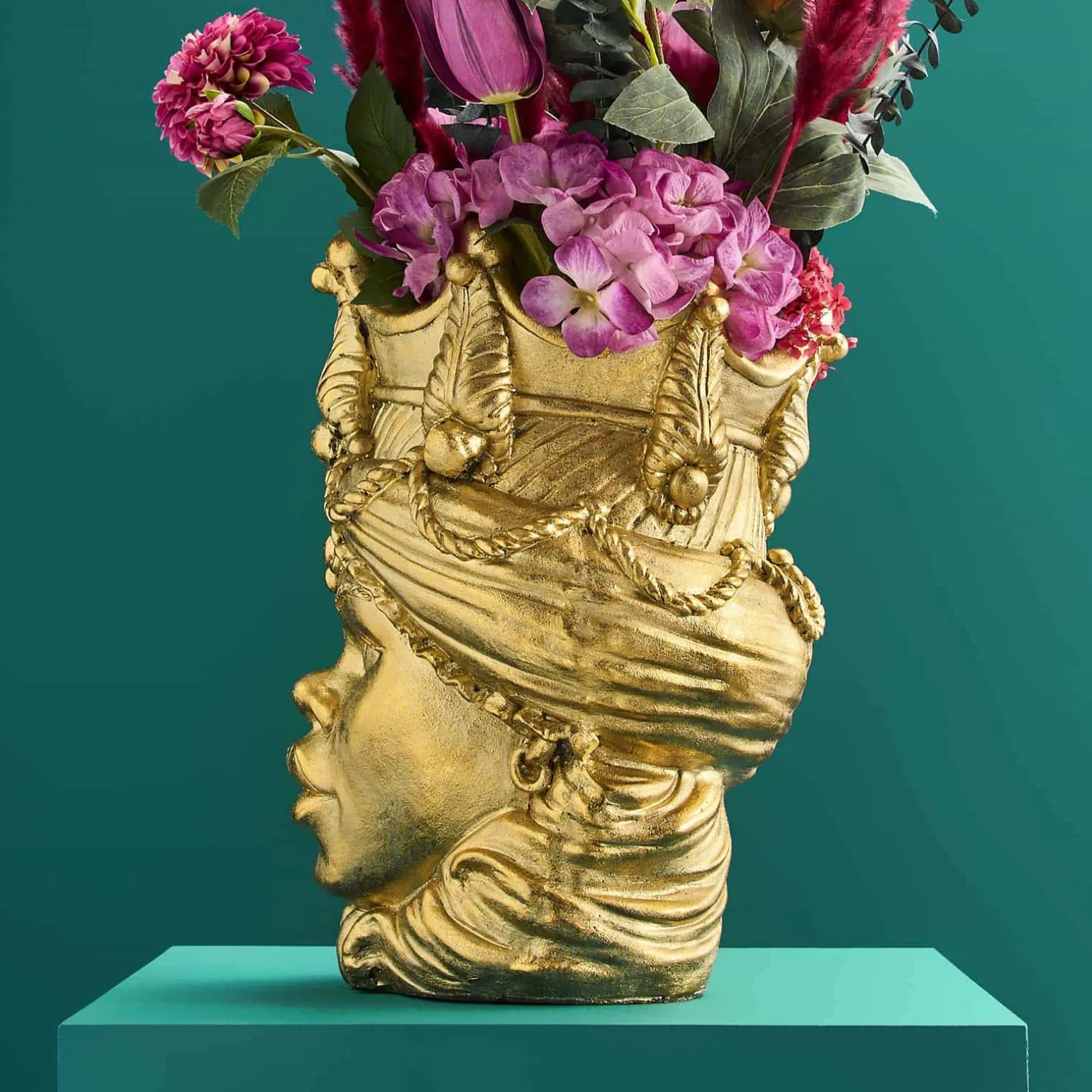 Pot de fleurs sicilienne Agostina, or