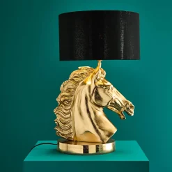 Premium Lampe de table en métal Cheval, or
