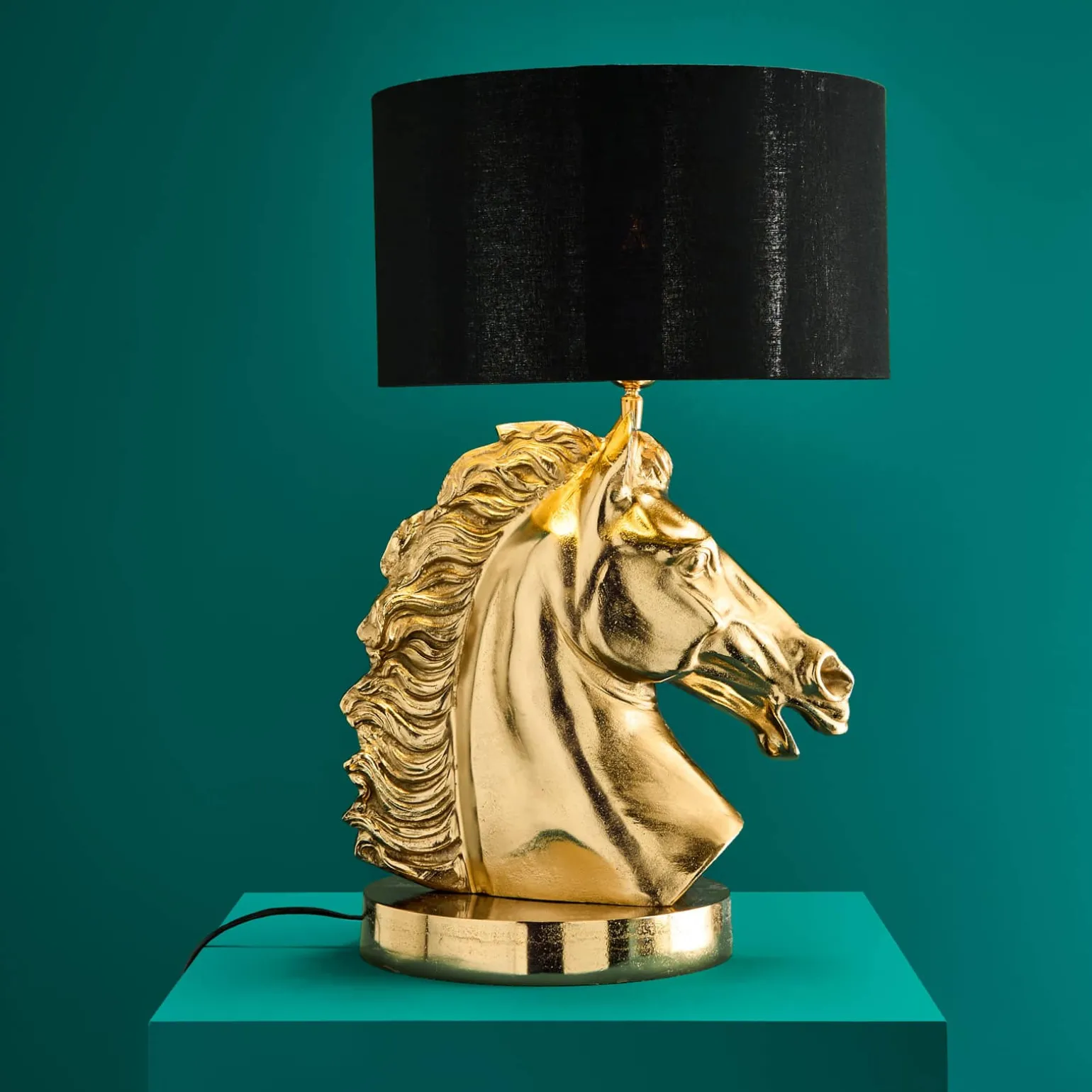 Premium Lampe de table en métal Cheval, or
