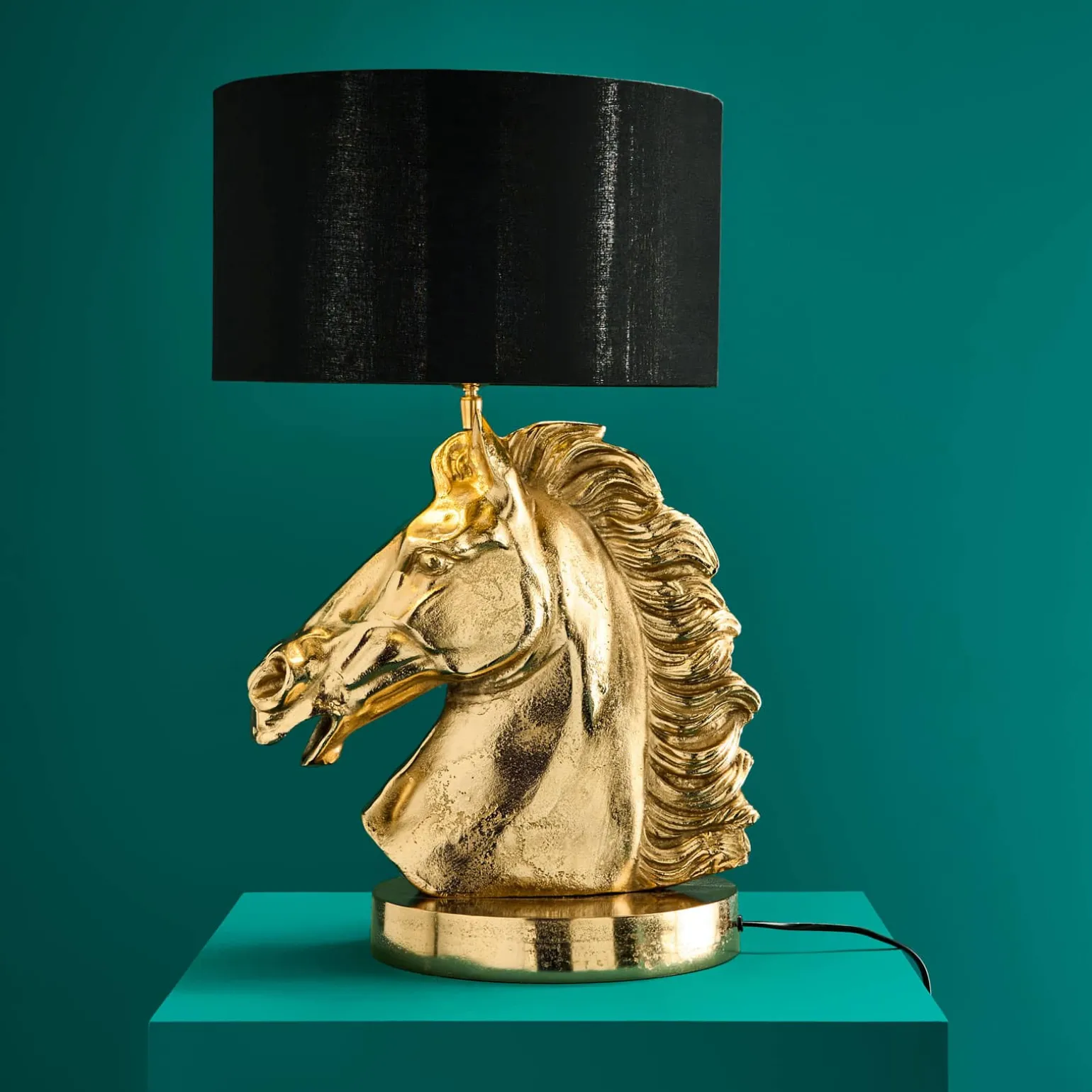 Premium Lampe de table en métal Cheval, or