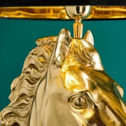 Premium Lampe de table en métal Cheval, or