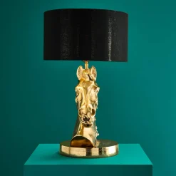 Premium Lampe de table en métal Cheval, or