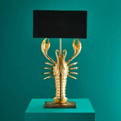 Premium Lampe de table métallique Homard Lobster, or