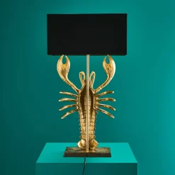 Premium Lampe de table métallique Homard Lobster, or
