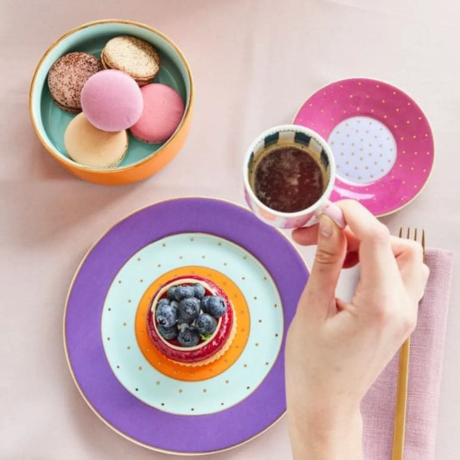 Set de 4 assiettes à dessert Fancy Colors