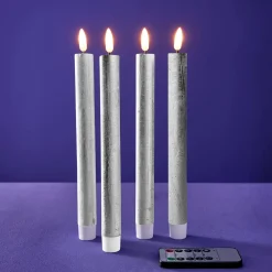 Set de 4 bougies LED, argent