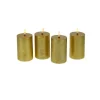 Set de 4 bougies LED, cire véritable, flamme 3D, or, plastique/cire, 6,5x10cm