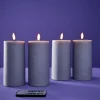Set de 4 bougies LED Flamme 3D, gris